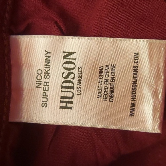 HUDSON Nico Super Skinny Burgundy Wax Coated Jeans - Picture 12 of 13